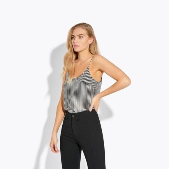 AYR Tops - NEW AYR The Squeeze Black White Stripe Silk Tank